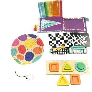 Lovevery Mixed Montessori Toy Lot Wooden Hanging Mobile Activity Book Puzzle